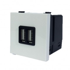 Зарядное устройство 2xUSB ABB ZENIT, скрытый монтаж, альпийский белый, N2285 BL